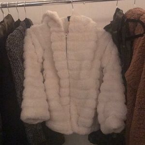 white fur coat